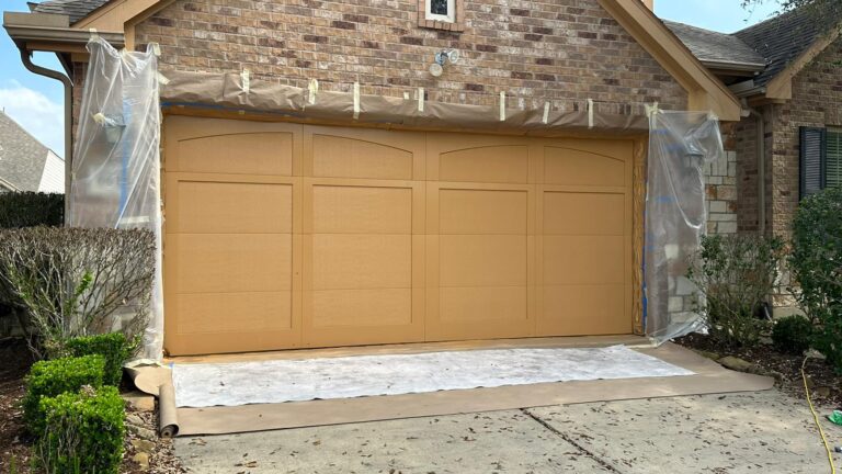 Garage door painting after spray painting